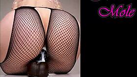 listen to that juicy pawg pussy gaping as she rides oiled dildo in pantyhose