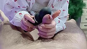 hungarian teen milks small cock cum with vibrating toy closeup