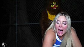 hey trixi, gibby the clown bends cheerleader over for halloween doggystyle