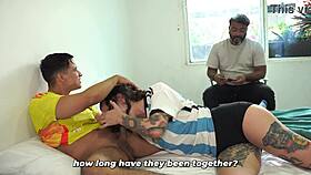 Muscular Friend Fucks Cute Wife Angel Cruz After Bet Loss in Bedroom