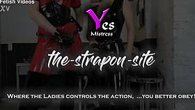 Femdom sluts cage and STRAPON gangbang helpless guy into submission 😈