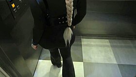 hard stranger fuck in elevator turns public with neighbor