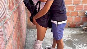 horny babe gets pounded standing in dark alley after hours!