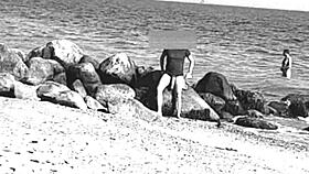 Huge cocks swing free on nudist beach voyeur style