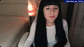 Helga Muah strips lingerie teasing perky nipples clit fingering pussy vibrator