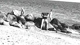 Huge cocks swing free on nudist beach voyeur style