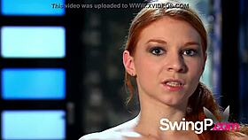 Black lace babes dive into wild swinger orgy fucking game with intense group action