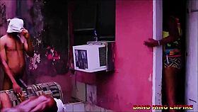 Slim Saida Bob Handles Two Big Fat Cocks in Ghetto Spot