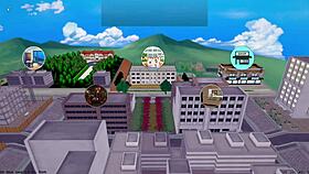 Public hentai monster fucks harem in outdoor game scene