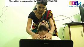 Chubby Indian housewife seduces engineer with big tits bounce