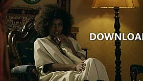 All-natural black Bruna Rocha strips revealing curvy ebony body and massive tits