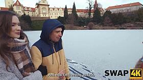 😍 sunday walk swaps hot latina for first threesome bed romp