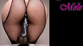 listen to that juicy pawg pussy gaping as she rides oiled dildo in pantyhose