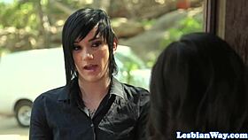 Tattooed lesbian babe secretly craves deep strapon pounding from dyke