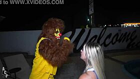 hey trixi, gibby the clown bends cheerleader over for halloween doggystyle