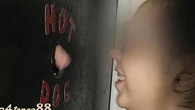 Pretty Girl's First Glory Hole Visit Swallows Huge Load Gloryhole Facial