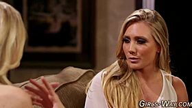 hey, watch this babe finger pussy while les eats her out in steamy 3some tribbing