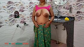 Indian beauty in green saree stars in homemade sex scene
