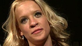 euro babe bound and punished rough before gulping down hot jizz load