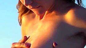 mysterious ukrainian beauty strips naked on boat flashing natural tits and pussy