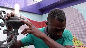 Black cock barebacks ts pamela's ass to cum