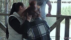 we sucked him dry together on vacation - public threesome blowjob!