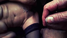 horny french mature spreads on couch for huge creampie after passionate sofa sex