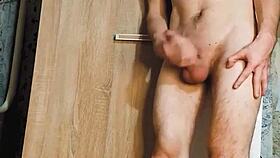 muscular bodybuilder teen strokes monster cock to loud moaning orgasm cumshot