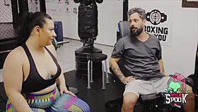 instead of working out, this big ass bbw teen sits on old man's huge cock for rough orgasm ride