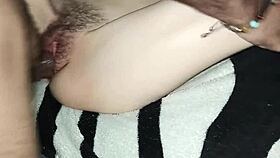 i lick her shy shaved pussy then creampie floods out