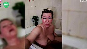 aimee shaves smooth pussy and masturbates wildly in steamy bathroom closeup