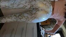 Curvy milf sneaks close-up ass worship cum flood cheating preview