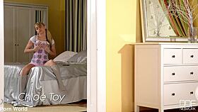 small titted tattooed babe uses toys on narrow ass in bedroom