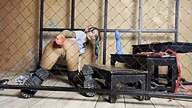 harley quinn monika fox pounds holes with huge baseball bat