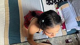 curvy colombian teen babe sucks huge cock pov and swallows cum homemade