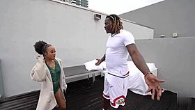 mena carlisle gulps down that massive ebony cock