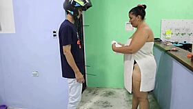 pizza guy bends over busty milf in kitchen for rough doggystyle fuck