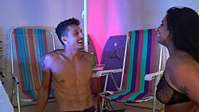 Curvy Argentinian beauty Iara Sanchez teases in lingerie during beach interview