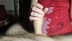 Korean woman gives handjob blowjob and swallows cum close up homemade