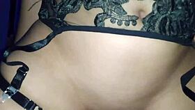Amateur couple shocks with lingerie surprise under dress riding tight creamy pussy cowgirl style