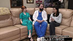 behind the scenes ditria rose moans as patient creampies her nurse pussy with vibrator