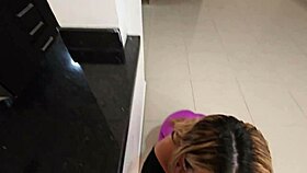 horny colombian milf wife deepthroats cock behind husband's back