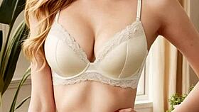 sexy model slips into white bra and panties barefoot tease 🩲👣