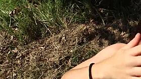 amateur babe drops to knees for pov blowjob then begs for wild forest facial cumshot