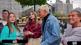 amalia and sofi lose their way but porno dan fucks the lost russian tourists hard in threesome