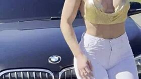 Blonde bombshell rides wildly in double penetration ecstasy