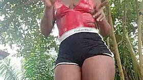 crazy bitch shakes huge ass dancing wild during fan workout