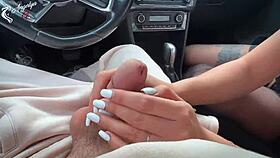 my boss's big tits wife sucks my dick in the car