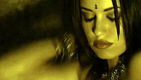 exotic indian babe dances nude by the fire stripping sensually