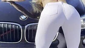 Blonde bombshell rides wildly in double penetration ecstasy